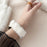 22mm Smart Watch Winter Plush Replacement Strap Magnetic Buckle Wrist Band - White - 5