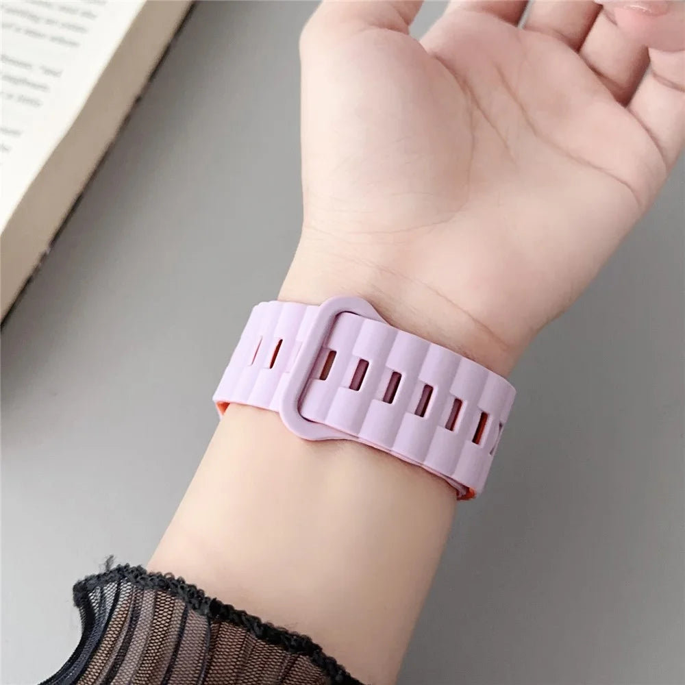 For Apple Watch Ultra 3 2 1 49mm / Series 11 10 46mm / 9 8 7 45mm / SE3 SE2 SE 6 5 4 44mm / 3 2 1 42mm Bands Magnetic Watch Strap - Purple+Orange - 3