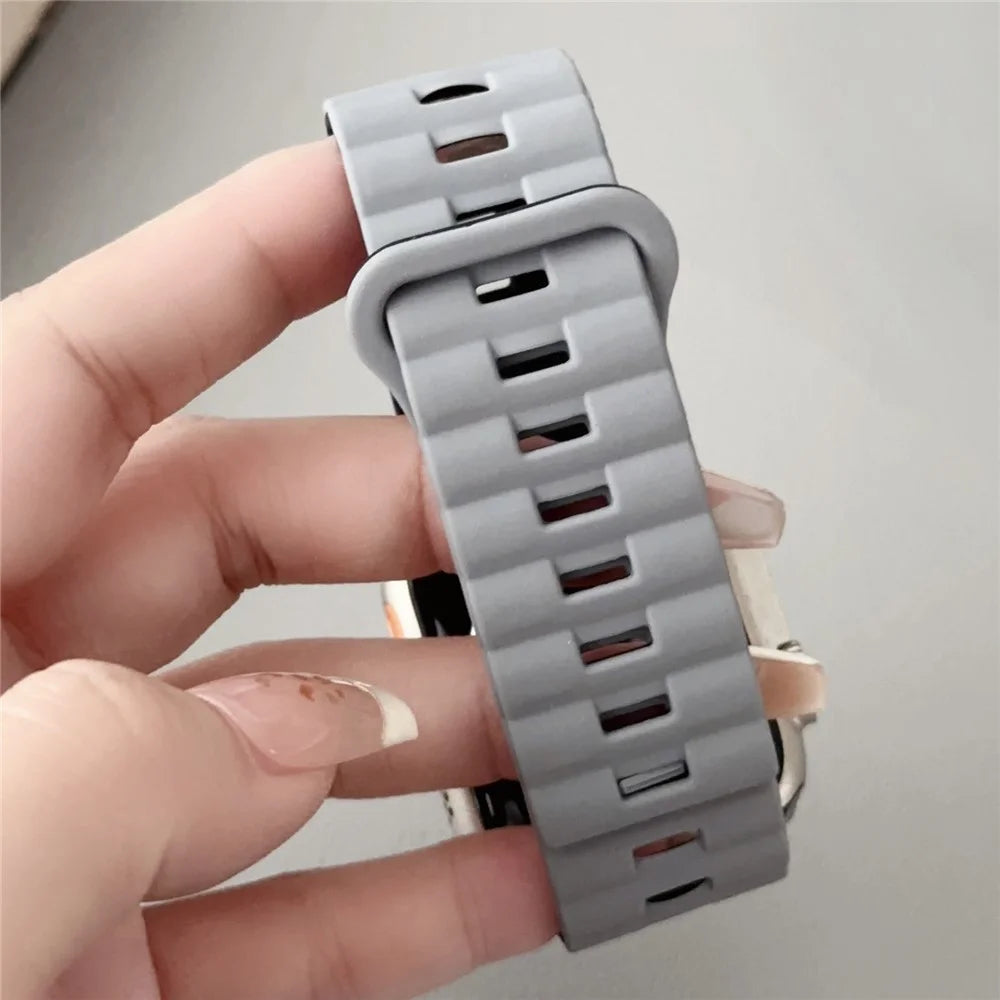 For Apple Watch Ultra 3 2 1 49mm / Series 11 10 46mm / 9 8 7 45mm / SE3 SE2 SE 6 5 4 44mm / 3 2 1 42mm Bands Magnetic Watch Strap - Purple+Orange - 5
