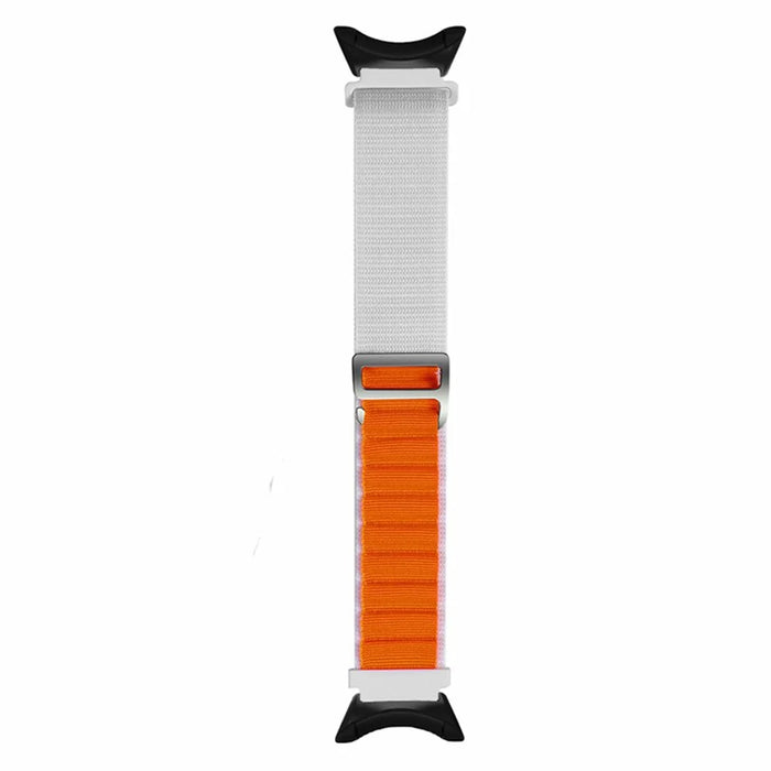 For Suunto Core Watch Band 22mm Nylon Loop Adjustable Wrist Strap with Connector - White+Orange - 3