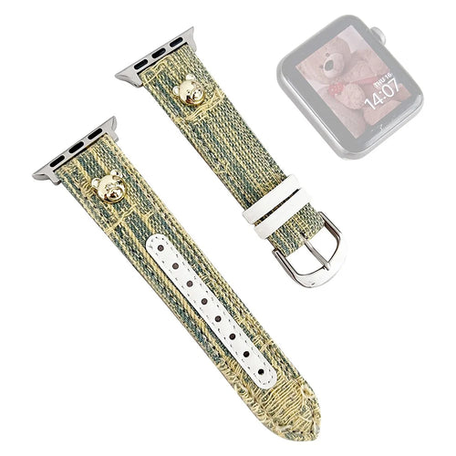 Watch Strap for Apple Watch Series 11 10 42mm / 9 8 7 41mm / SE3 SE2 SE 6 5 4 40mm / 3 2 1 38mm Denim Watch Band Straps - Yellow - 1
