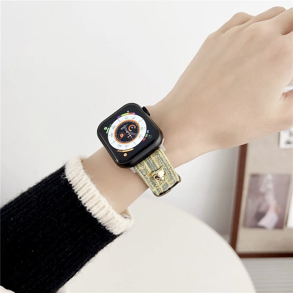 Watch Strap for Apple Watch Series 11 10 42mm / 9 8 7 41mm / SE3 SE2 SE 6 5 4 40mm / 3 2 1 38mm Denim Watch Band Straps - Yellow - 2