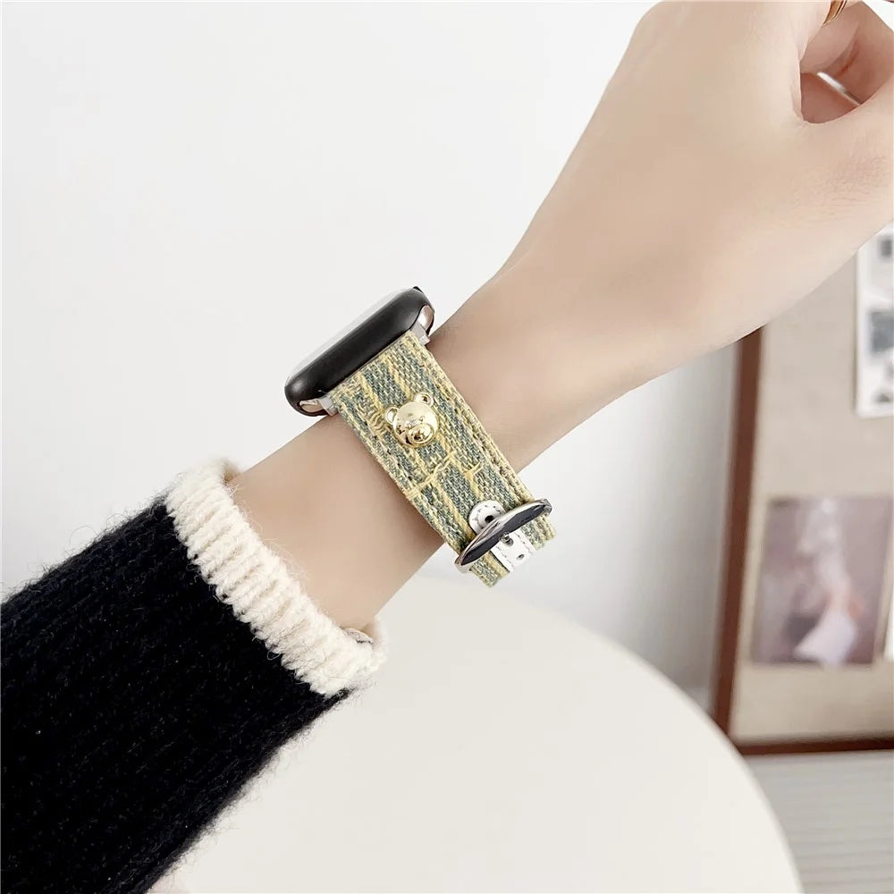 Watch Strap for Apple Watch Series 11 10 42mm / 9 8 7 41mm / SE3 SE2 SE 6 5 4 40mm / 3 2 1 38mm Denim Watch Band Straps - Yellow - 3