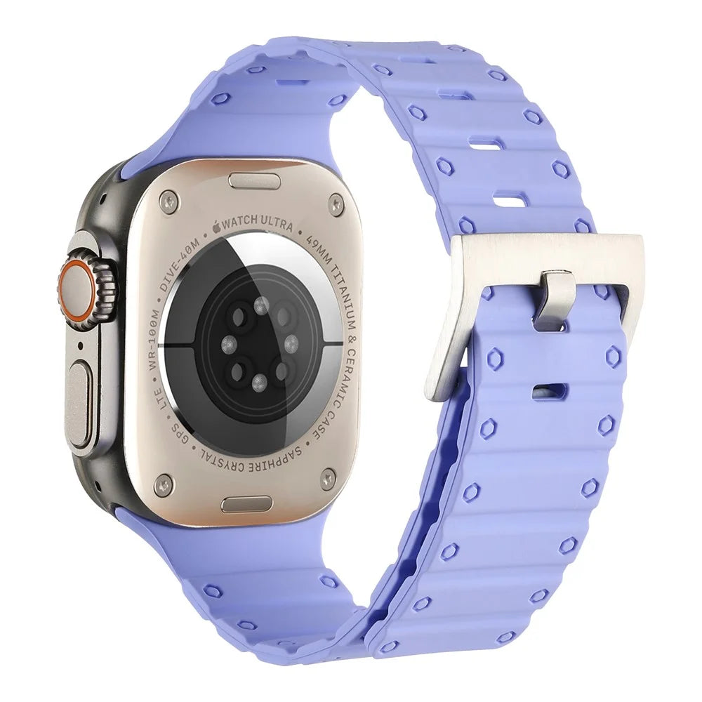 For Apple Watch Ultra 3 2 1 49mm / Series 11 10 46mm / 9 8 7 45mm / SE3 SE2 SE 6 5 4 44mm / 3 2 1 42mm Silicone Magnetic Watch Band - Lilac - 1