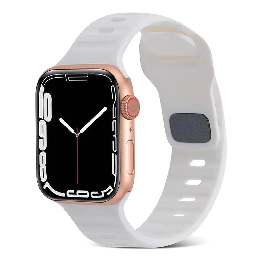 Watch Strap for Apple Watch Series 11 10 42mm / 9 8 7 41mm / SE3 SE2 SE 6 5 4 40mm / 3 2 1 38mm Smart Watch Silicone Band - White - 2