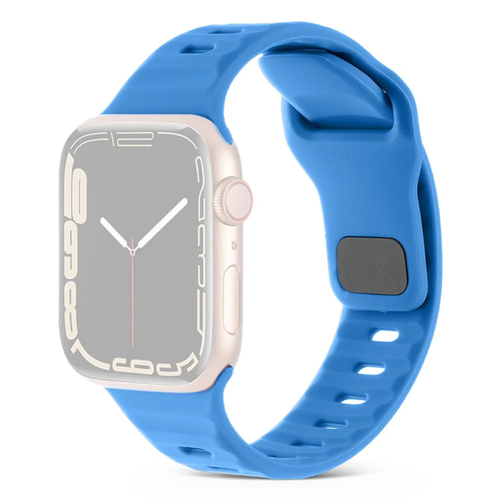 For Apple Watch Ultra 3 2 1 49mm / Series 11 10 46mm / 9 8 7 45mm / SE3 SE2 SE 6 5 4 44mm / 3 2 1 42mm Silicone Strap Replacement - Blue - 1