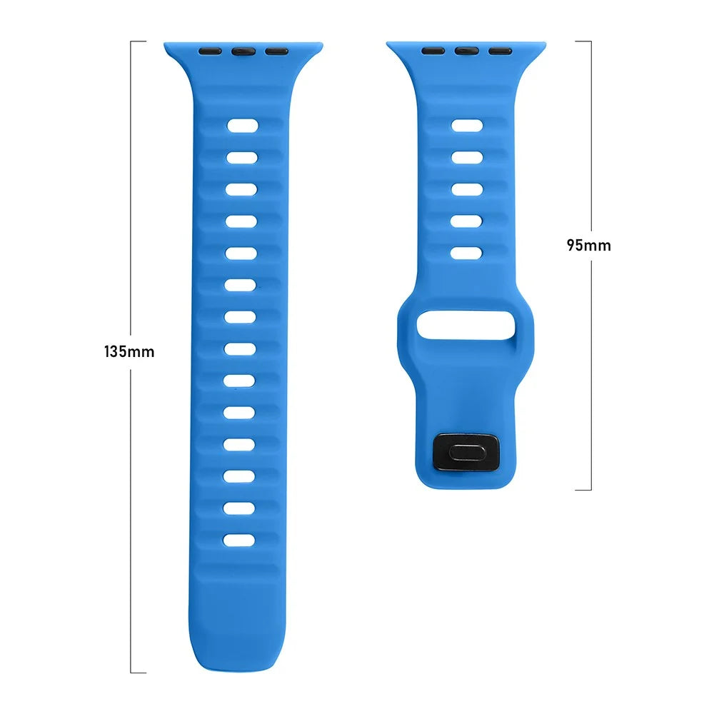 For Apple Watch Ultra 3 2 1 49mm / Series 11 10 46mm / 9 8 7 45mm / SE3 SE2 SE 6 5 4 44mm / 3 2 1 42mm Silicone Strap Replacement - Blue - 3