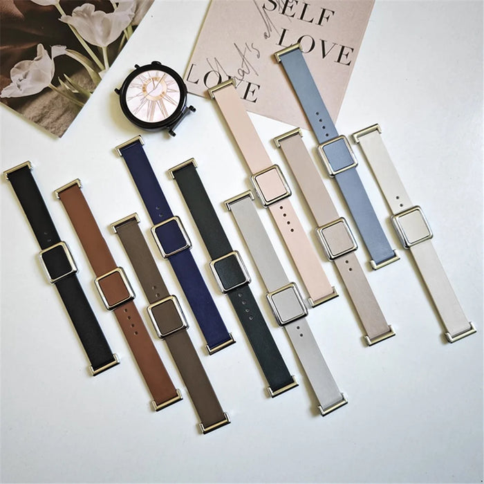 18mm Universal Smart Watch Band Leather Strap Replacement with Square Buckle - Light Pink - 3