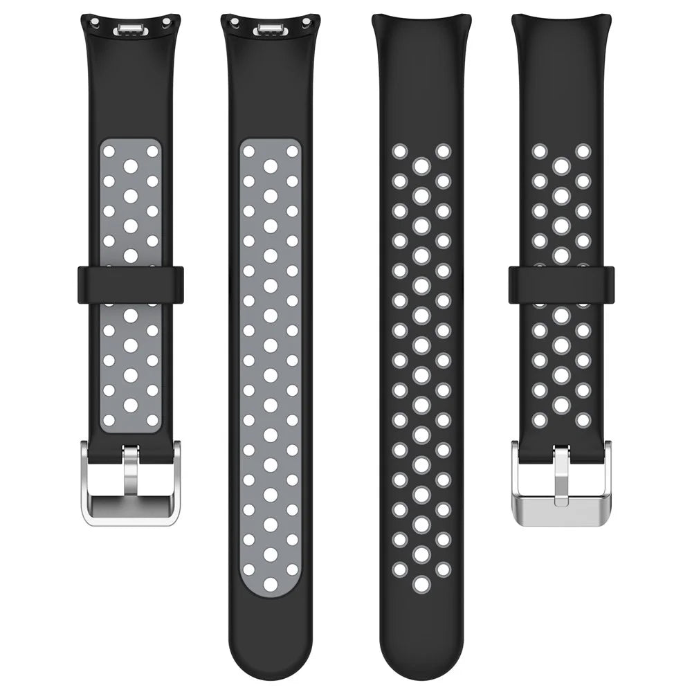 For Xiaomi Smart Band 9 NFC / 9 / 8 NFC / 8 Watch Straps Silicone Band with Stainless Steel Connector - Black+Grey - 5