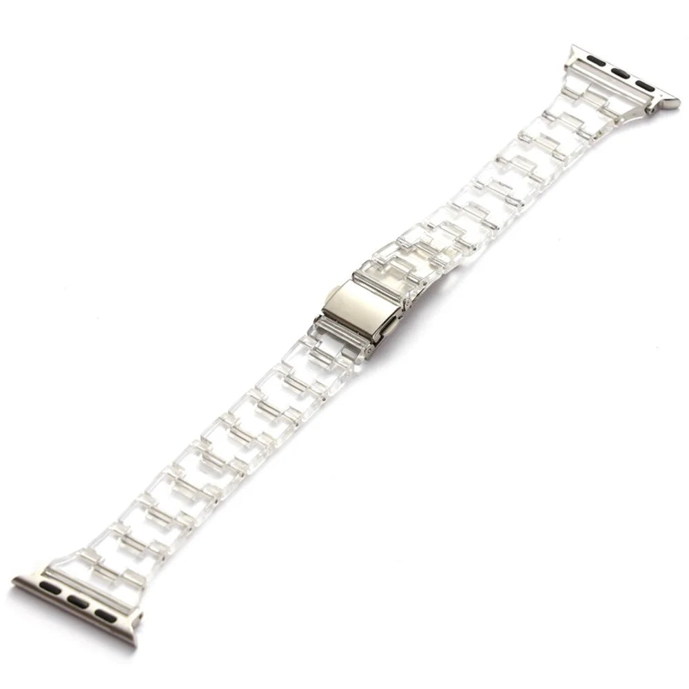 Watch Strap for Apple Watch Series 11 10 42mm / 9 8 7 41mm / SE3 SE2 SE 6 5 4 40mm / 3 2 1 38mm Jelly Resin Watch Strap - Transparent White - 1
