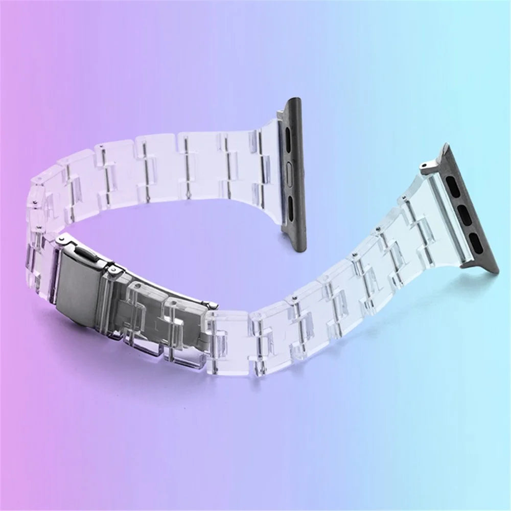 Watch Strap for Apple Watch Series 11 10 42mm / 9 8 7 41mm / SE3 SE2 SE 6 5 4 40mm / 3 2 1 38mm Jelly Resin Watch Strap - Transparent White - 2