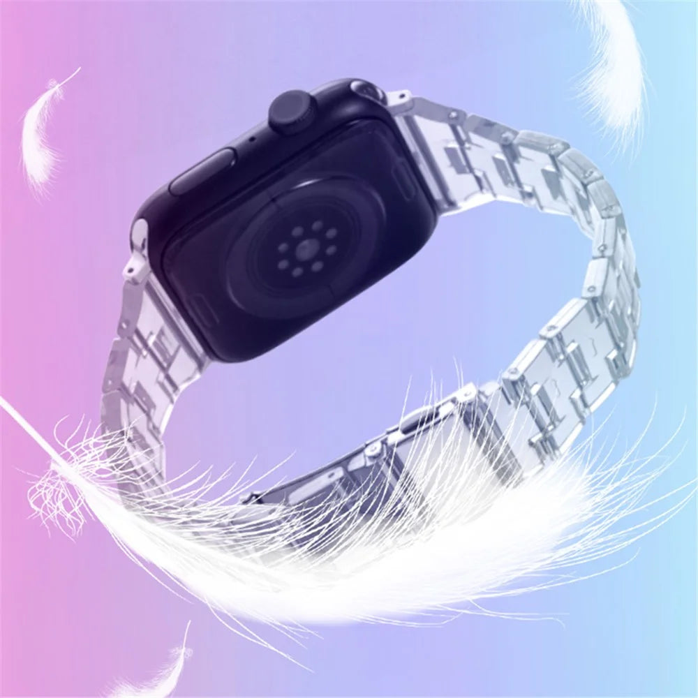 Watch Strap for Apple Watch Series 11 10 42mm / 9 8 7 41mm / SE3 SE2 SE 6 5 4 40mm / 3 2 1 38mm Jelly Resin Watch Strap - Transparent White - 3