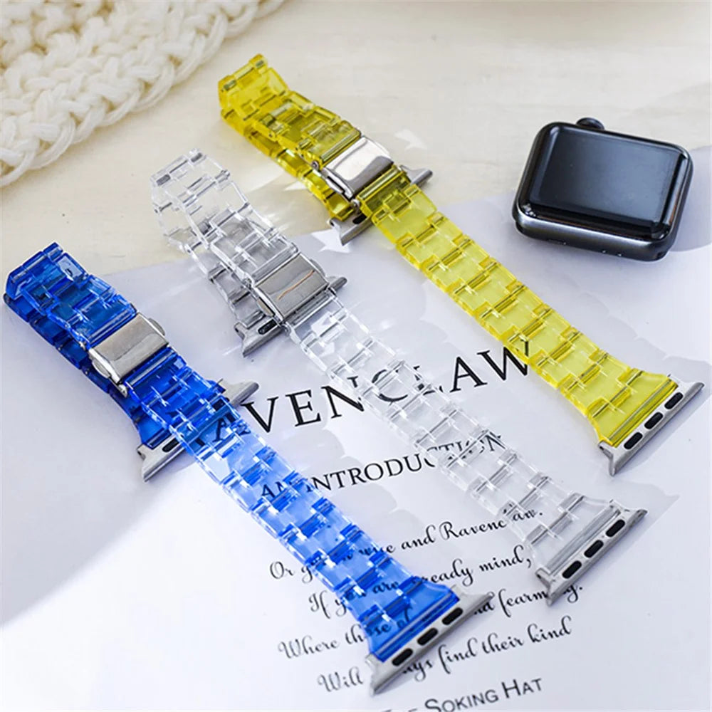 Watch Strap for Apple Watch Series 11 10 42mm / 9 8 7 41mm / SE3 SE2 SE 6 5 4 40mm / 3 2 1 38mm Jelly Resin Watch Strap - Transparent White - 6