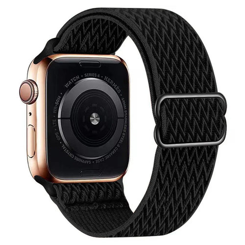 Watch Strap for Apple Watch Series 11 10 42mm / 9 8 7 41mm / SE3 SE2 SE 6 5 4 40mm / 3 2 1 38mm Wave Design Nylon Wrist Band - Black - 1