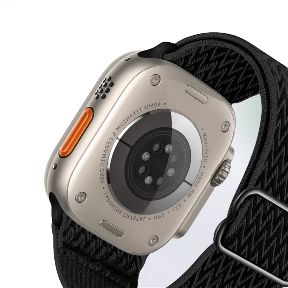 Watch Strap for Apple Watch Series 11 10 42mm / 9 8 7 41mm / SE3 SE2 SE 6 5 4 40mm / 3 2 1 38mm Wave Design Nylon Wrist Band - Black - 2