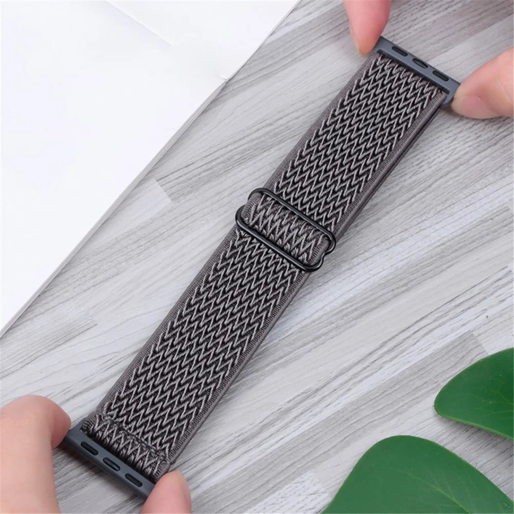 Watch Strap for Apple Watch Series 11 10 42mm / 9 8 7 41mm / SE3 SE2 SE 6 5 4 40mm / 3 2 1 38mm Wave Design Nylon Wrist Band - Black - 3