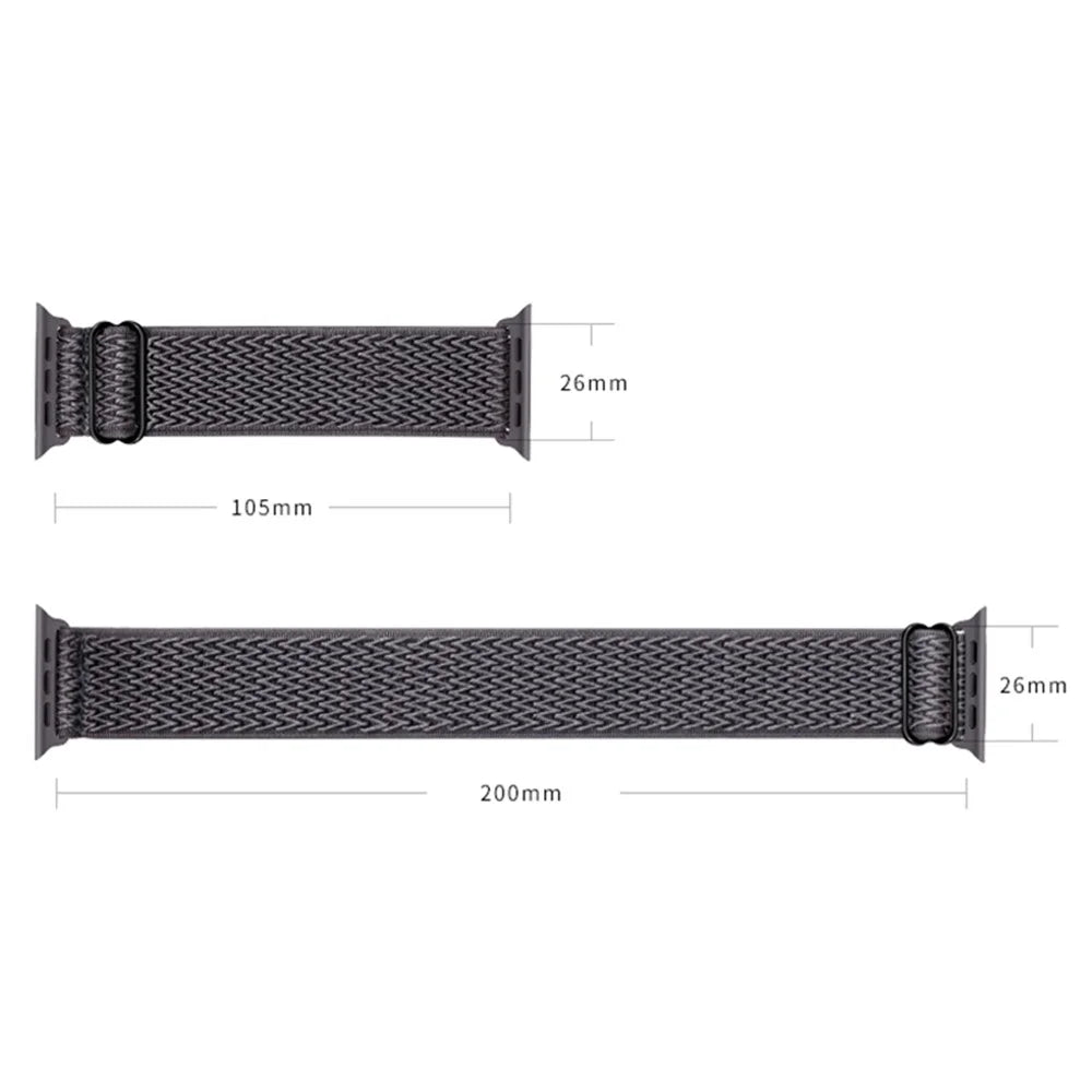 Watch Strap for Apple Watch Series 11 10 42mm / 9 8 7 41mm / SE3 SE2 SE 6 5 4 40mm / 3 2 1 38mm Wave Design Nylon Wrist Band - Black - 6