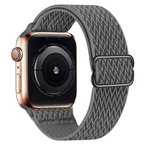 For Apple Watch Ultra 3 2 1 49mm / Series 11 10 46mm / 9 8 7 45mm / SE3 SE2 SE 6 5 4 44mm / 3 2 1 42mm Watch Band Elastic Nylon Strap - Dark Grey - 1