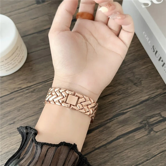 18mm V-shaped Zinc Alloy Watchband Metal Universal Replacement Watch Strap - Gold - 6