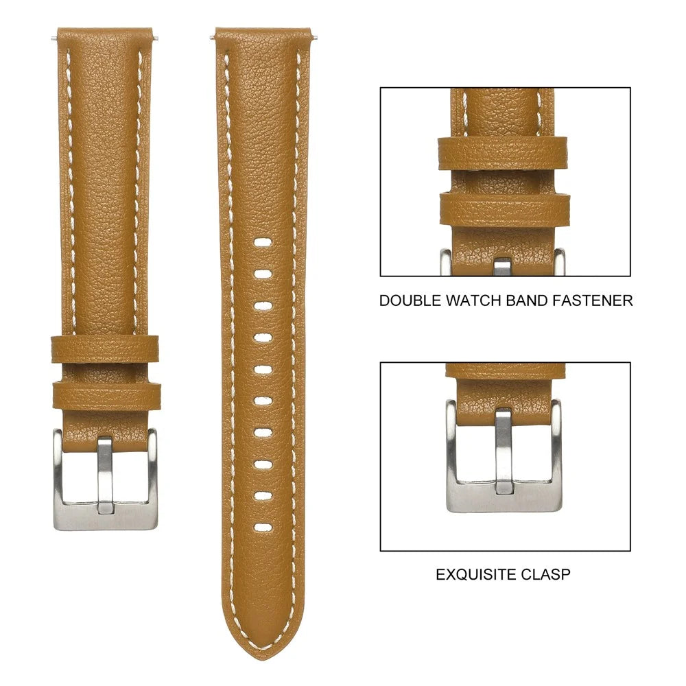 18mm Watch Strap for Huawei Watch GT 4 41mm / Garmin Venu 3S Genuine Cow Leather Watch Band - Dark Grey - 3