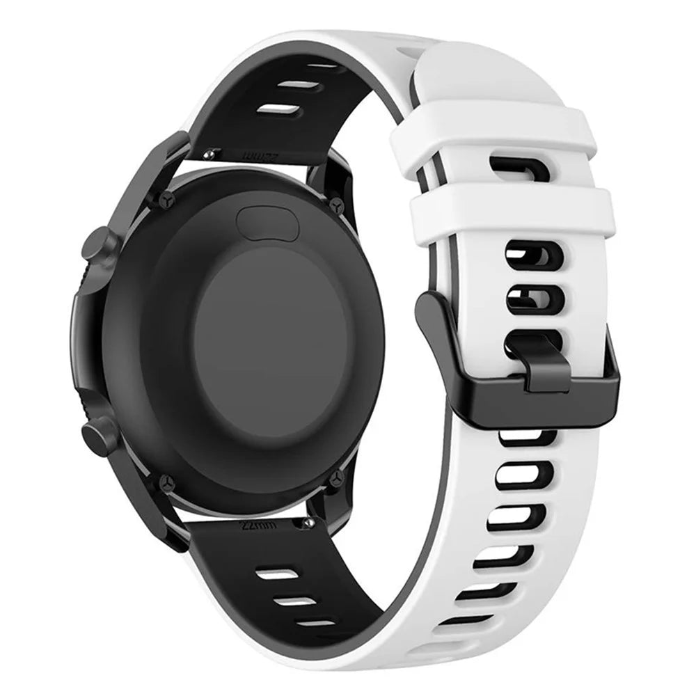 For Samsung Galaxy Watch6 Classic 47mm 43mm / GarminActive 5 Silicone Band 20mm Dual Color Watch Strap - White+Black - 1
