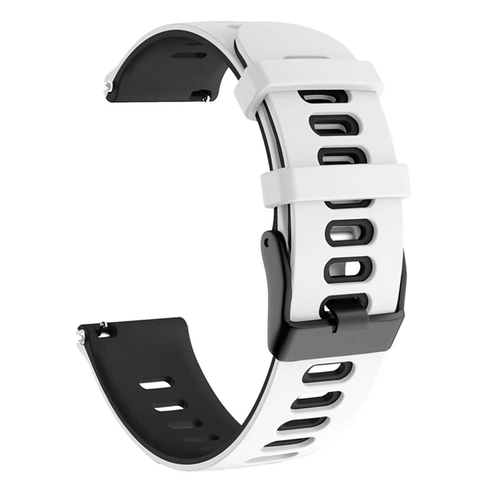 For Samsung Galaxy Watch6 Classic 47mm 43mm / GarminActive 5 Silicone Band 20mm Dual Color Watch Strap - White+Black - 3