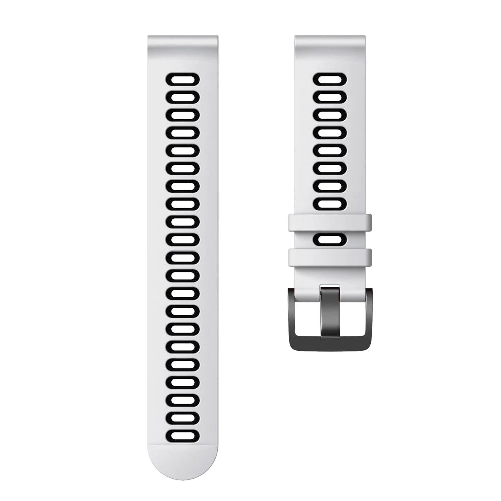 For Samsung Galaxy Watch6 Classic 47mm 43mm / GarminActive 5 Silicone Band 20mm Dual Color Watch Strap - White+Black - 4