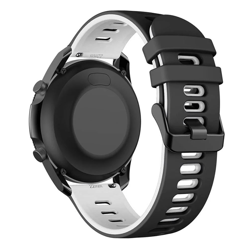 For Samsung Galaxy Watch3 45mm / Garmin Venu 3 Watch Strap 22mm Dual Color Silicone Watchband - Black+White - 1