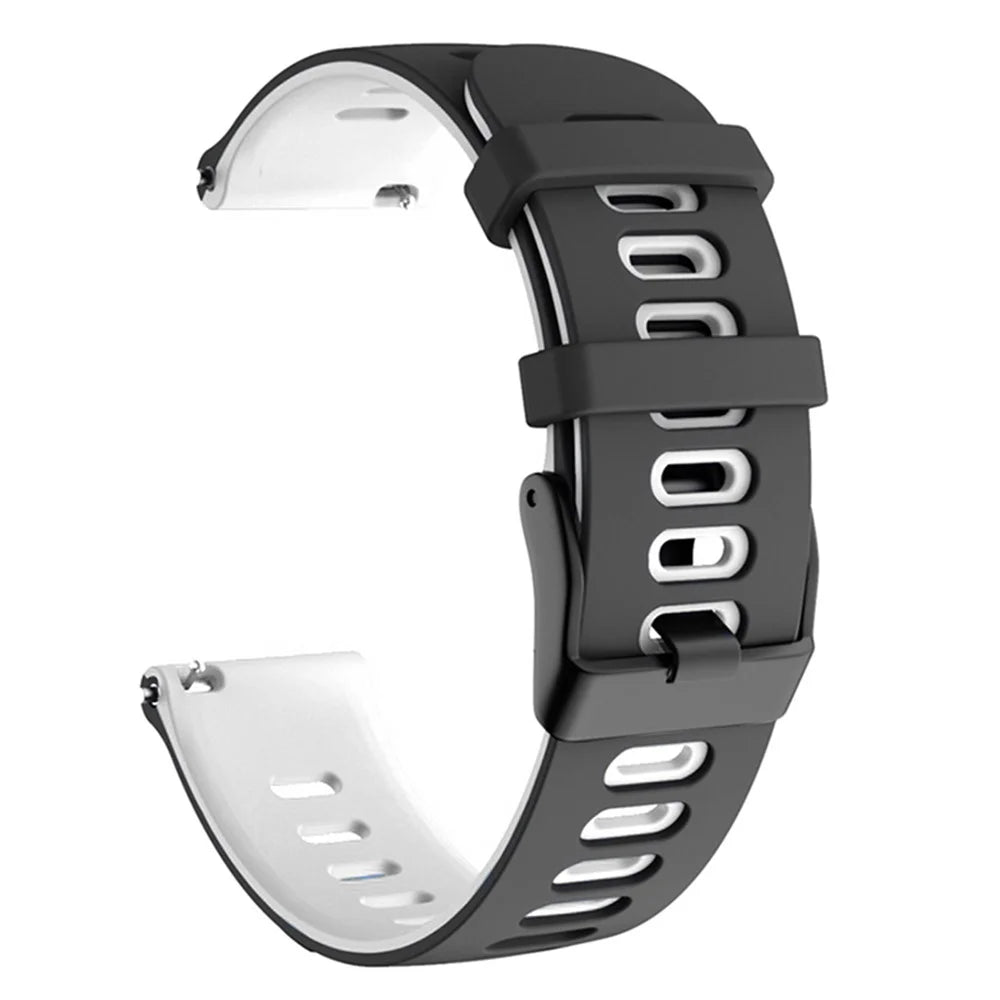 For Samsung Galaxy Watch3 45mm / Garmin Venu 3 Watch Strap 22mm Dual Color Silicone Watchband - Black+White - 3