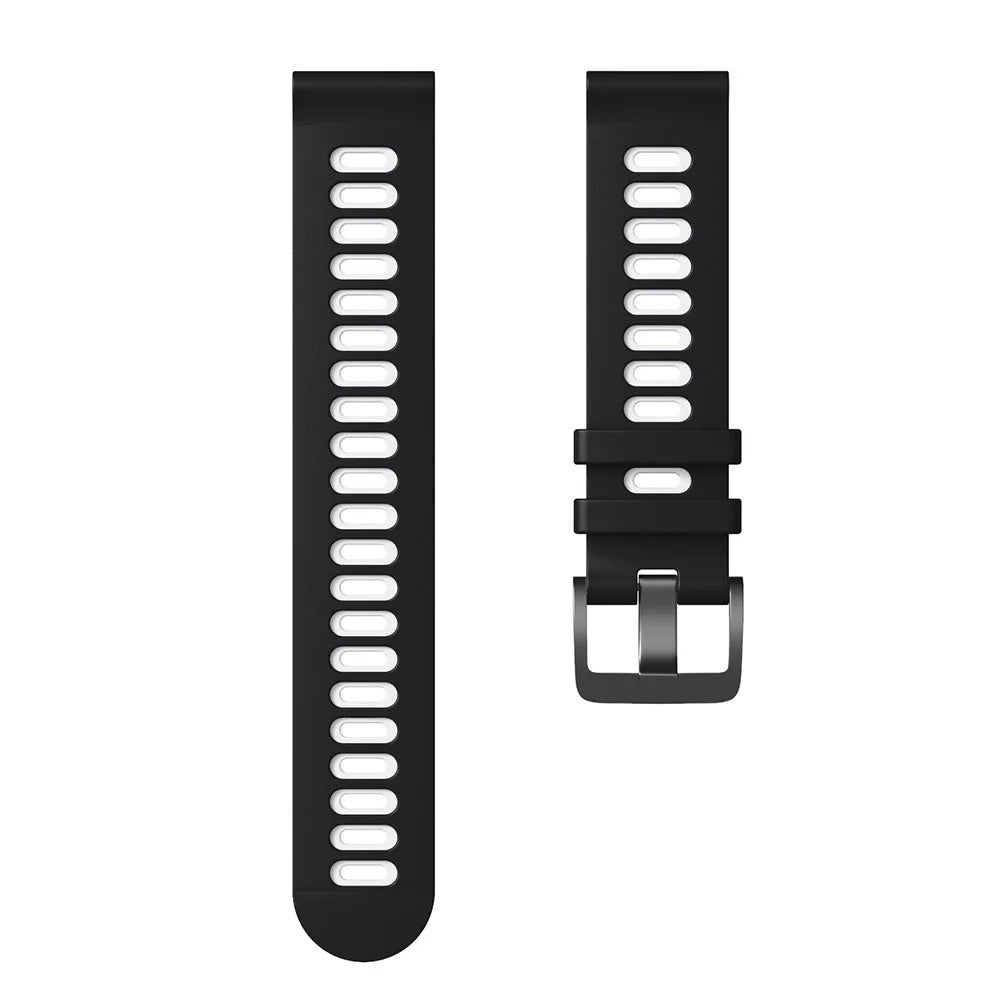 For Samsung Galaxy Watch3 45mm / Garmin Venu 3 Watch Strap 22mm Dual Color Silicone Watchband - Black+White - 4