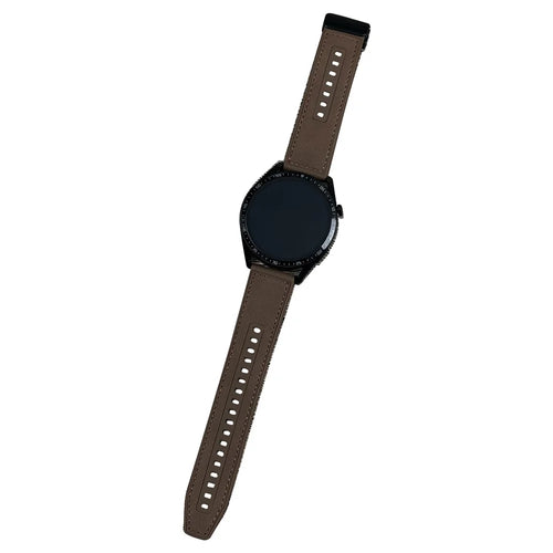 Universal 22mm PU Leather+Silicone Watch Band Replacement with Magnetic Folding Buckle - Coffee - 1