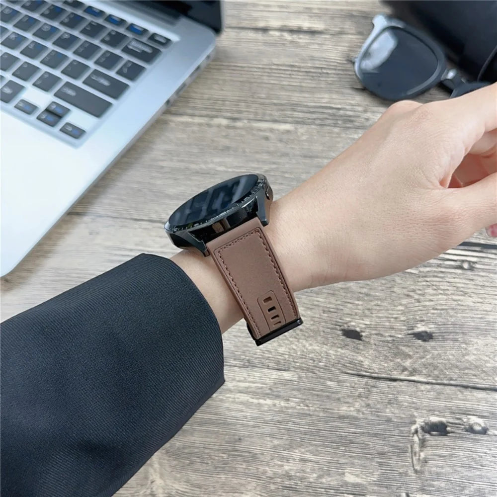 Universal 22mm PU Leather+Silicone Watch Band Replacement with Magnetic Folding Buckle - Coffee - 2