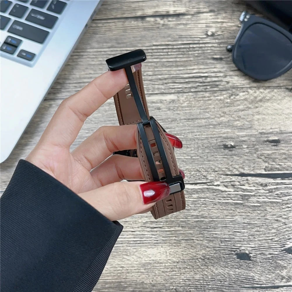 Universal 22mm PU Leather+Silicone Watch Band Replacement with Magnetic Folding Buckle - Coffee - 3