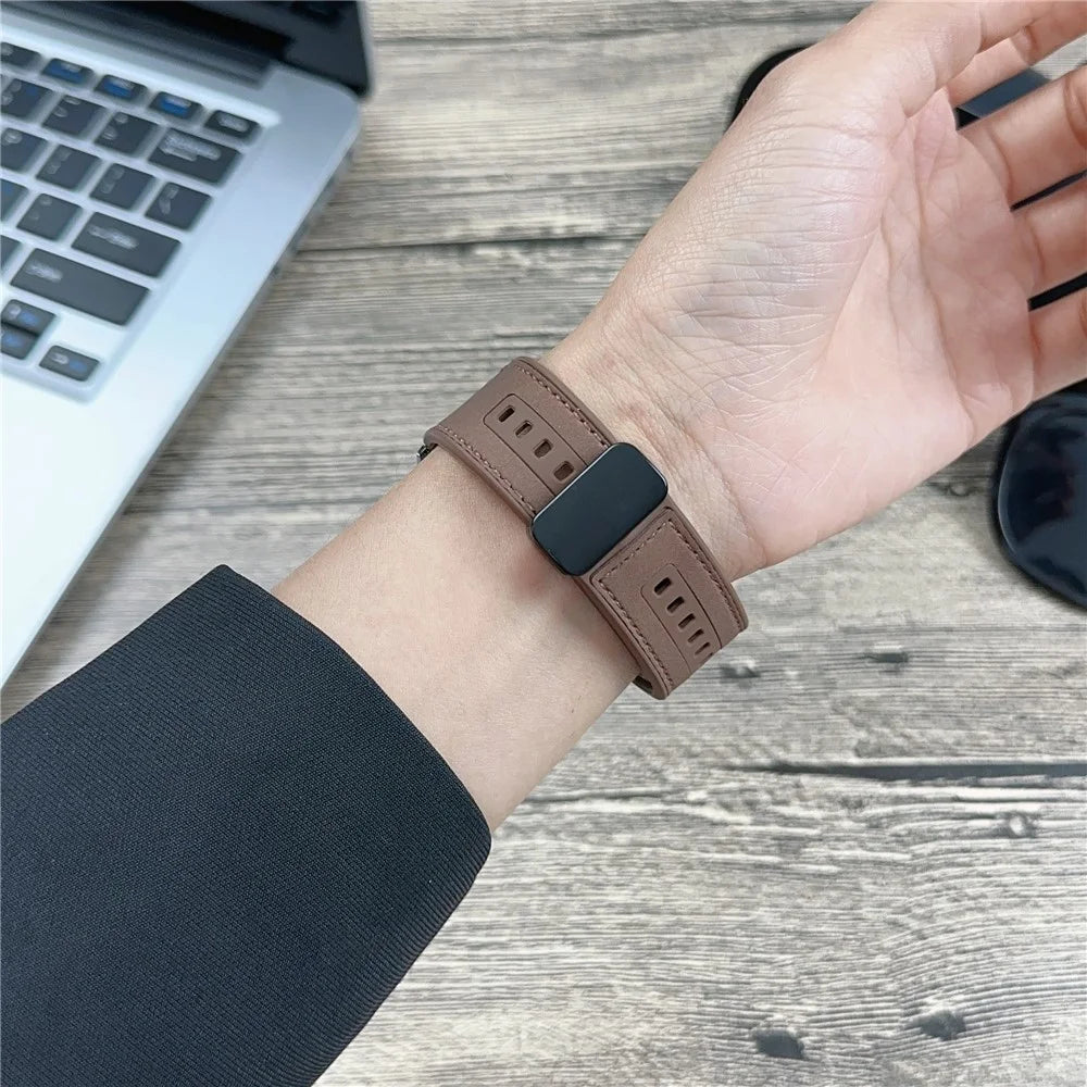 Universal 22mm PU Leather+Silicone Watch Band Replacement with Magnetic Folding Buckle - Coffee - 4
