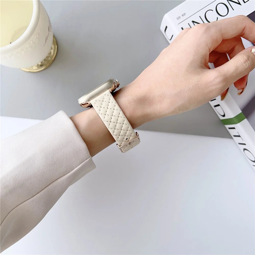 For Apple Watch Ultra 3 2 1 49mm / Series 11 10 46mm / 9 8 7 45mm / SE3 SE2 SE 6 5 4 44mm / 3 2 1 42mm Leather Watch Band Wrist Strap - Milk Tea - 2