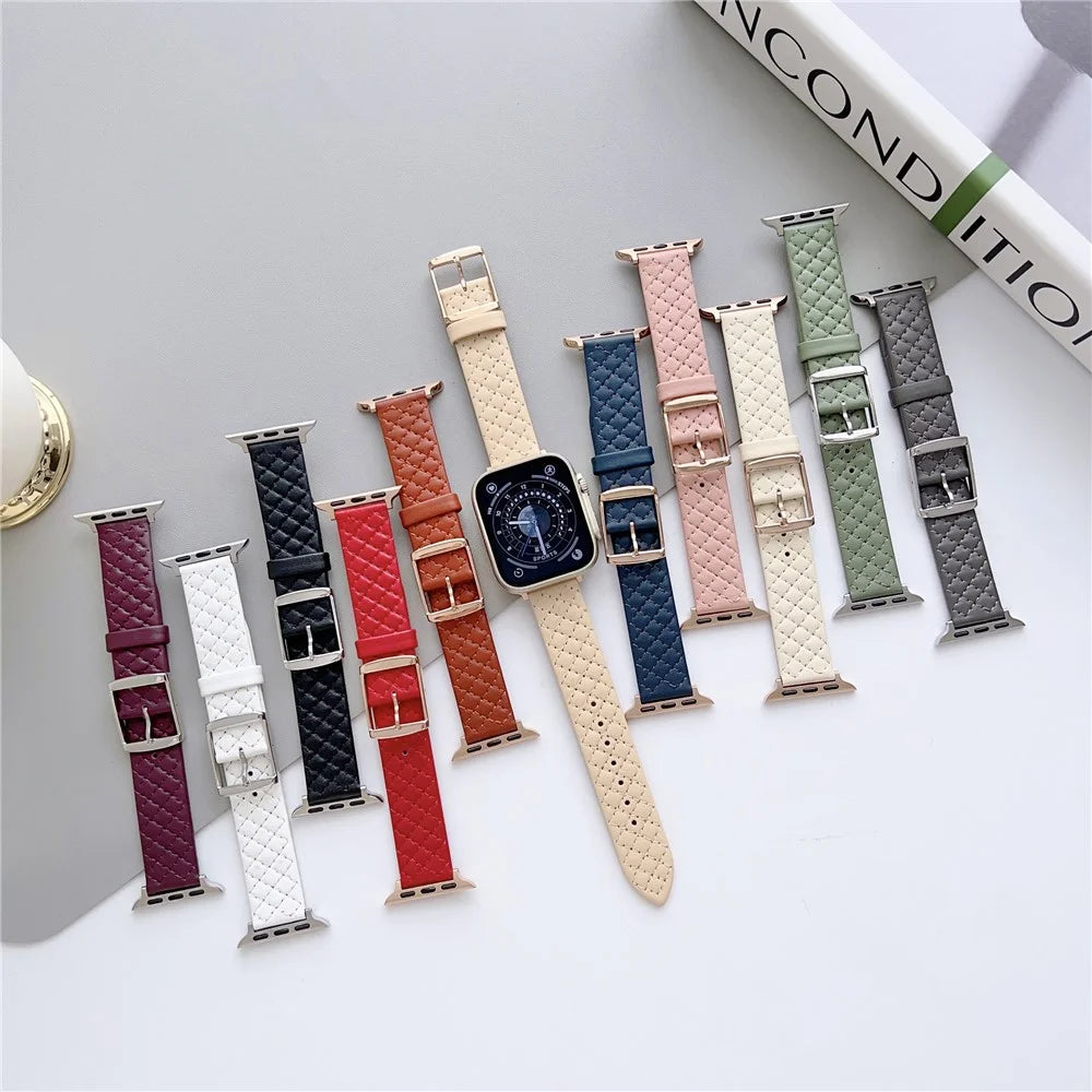 For Apple Watch Ultra 3 2 1 49mm / Series 11 10 46mm / 9 8 7 45mm / SE3 SE2 SE 6 5 4 44mm / 3 2 1 42mm Leather Watch Band Wrist Strap - Milk Tea - 5