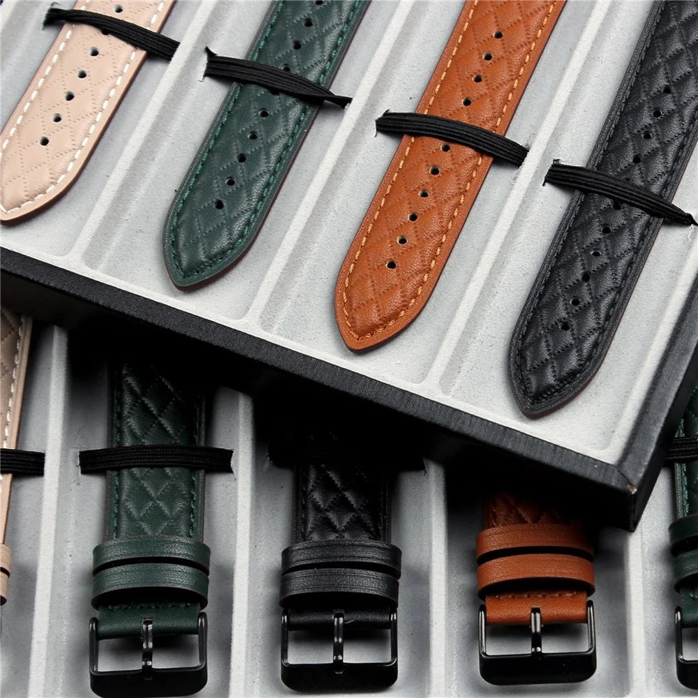 Watch Strap for Apple Watch Series 11 10 42mm / 9 8 7 41mm / SE3 SE2 SE 6 5 4 40mm / 3 2 1 38mm Watch Band Genuine Cow Leather Strap - Black - 6