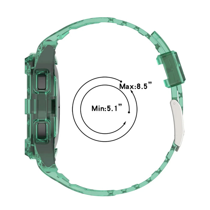 For Samsung Galaxy Watch4 Classic 46mm Silicone Watch Band Ajustable Strap with Integrated Watch Case - Transparent Green - 6