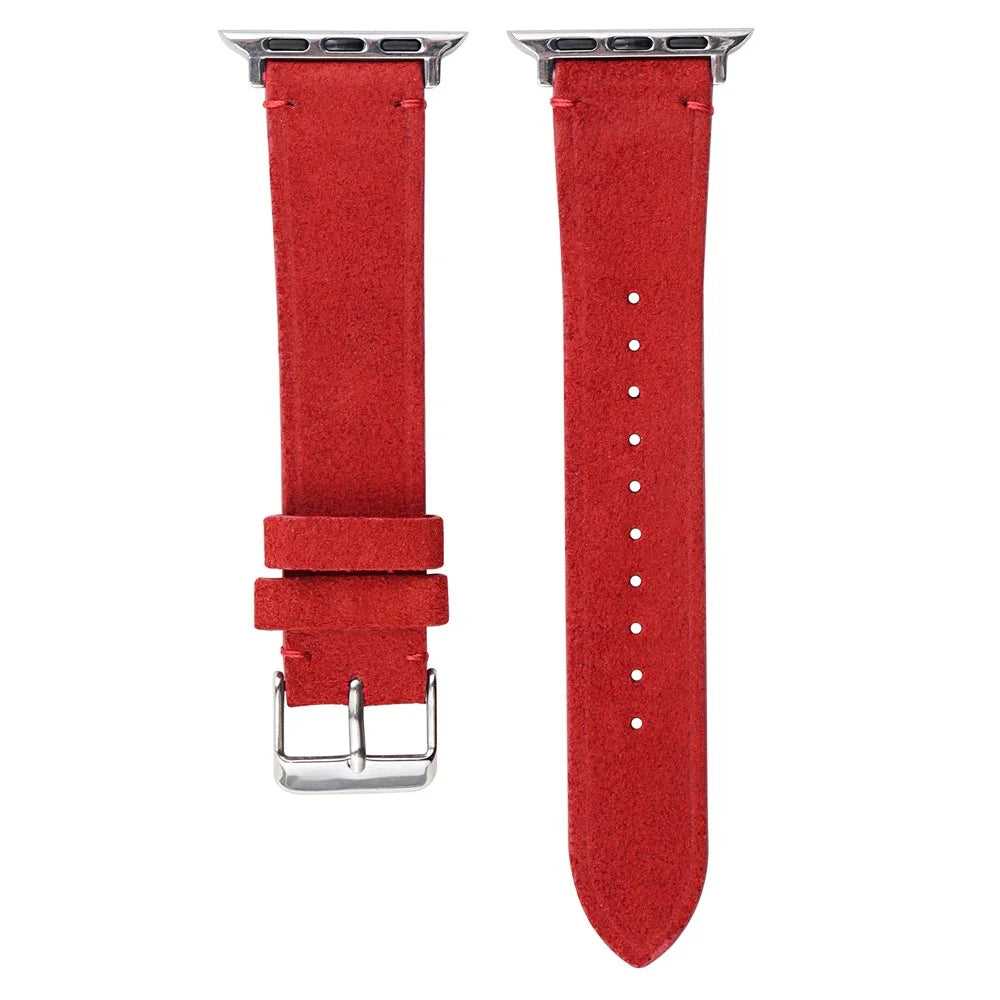 Watch Strap for Apple Watch Series 11 10 42mm / 9 8 7 41mm / SE3 SE2 SE 6 5 4 40mm / 3 2 1 38mm Leather Watch Band - Red - 1