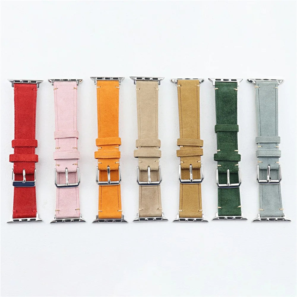 Watch Strap for Apple Watch Series 11 10 42mm / 9 8 7 41mm / SE3 SE2 SE 6 5 4 40mm / 3 2 1 38mm Leather Watch Band - Red - 3