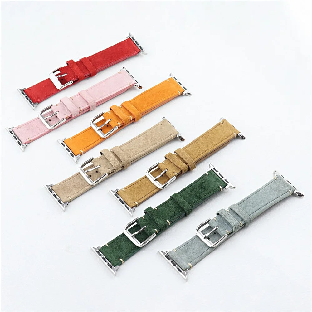 Watch Strap for Apple Watch Series 11 10 42mm / 9 8 7 41mm / SE3 SE2 SE 6 5 4 40mm / 3 2 1 38mm Leather Watch Band - Red - 4