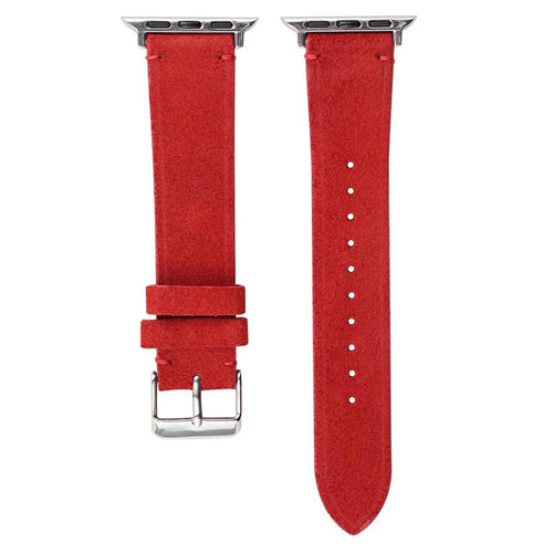 For Apple Watch Ultra 3 2 1 49mm / Series 11 10 46mm / 9 8 7 45mm / SE3 SE2 SE 6 5 4 44mm / 3 2 1 42mm Textured Leather Watch Bands - Red - 1