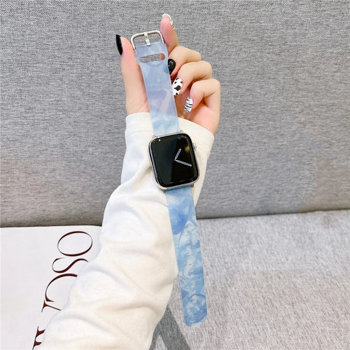 For Apple Watch Ultra 3 2 1 49mm / Series 11 10 46mm / 9 8 7 45mm / SE3 SE2 SE 6 5 4 44mm / 3 2 1 42mm Watch Band Silicone Strap - Blue Mix - 1