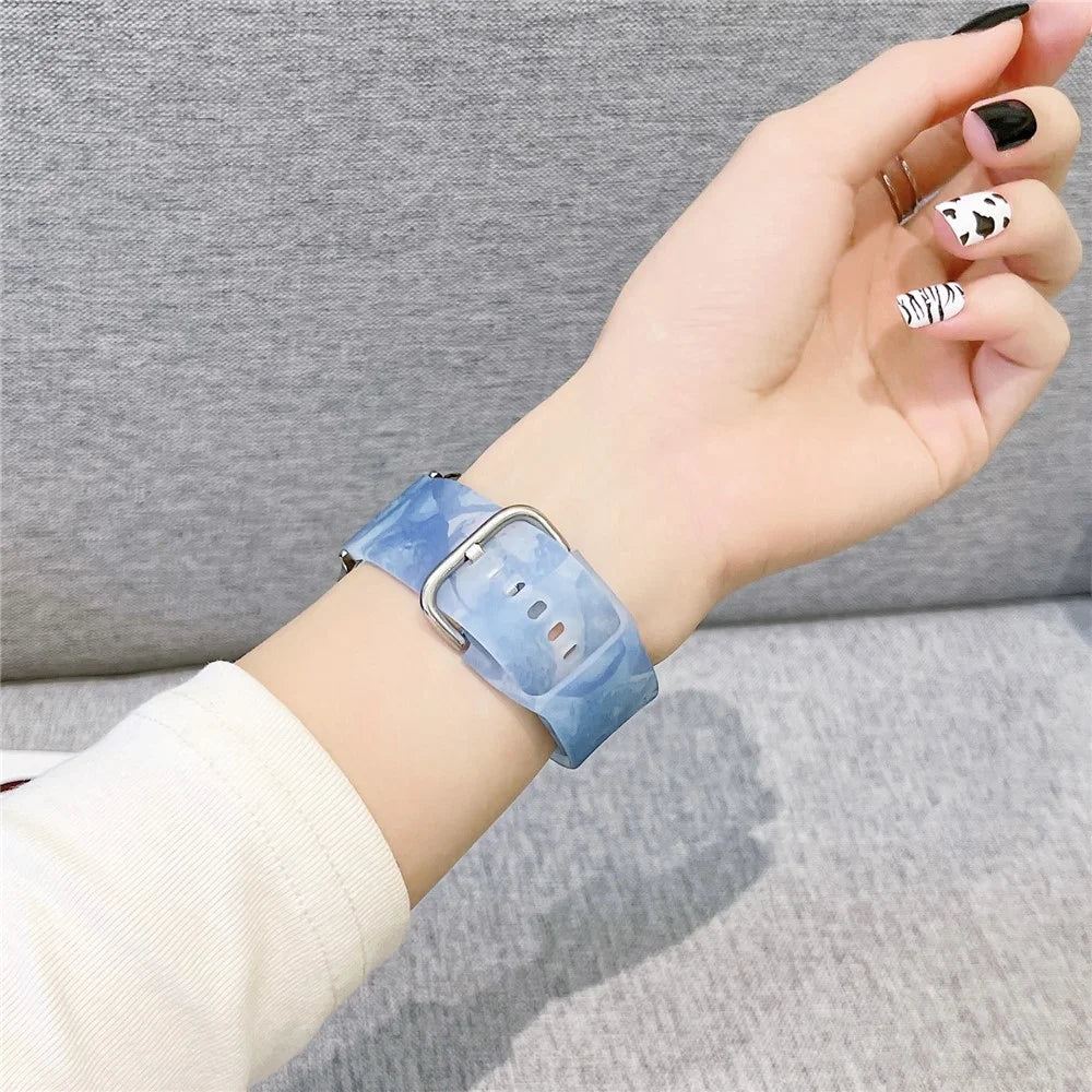Watch Strap for Apple Watch Series 11 10 42mm / 9 8 7 41mm / SE3 SE2 SE 6 5 4 40mm / 3 2 1 38mm Silicone Watch Band Matte Wrist Strap - Blue Mix - 2