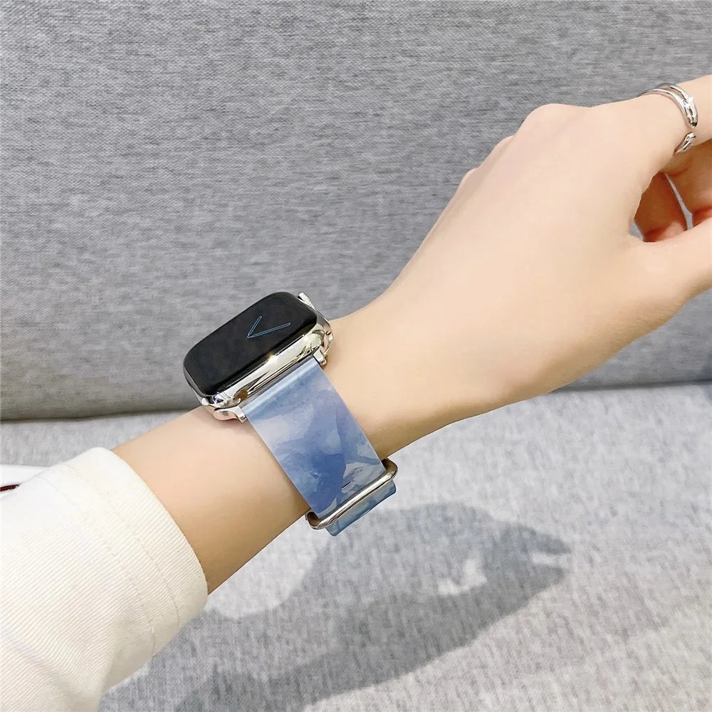 Watch Strap for Apple Watch Series 11 10 42mm / 9 8 7 41mm / SE3 SE2 SE 6 5 4 40mm / 3 2 1 38mm Silicone Watch Band Matte Wrist Strap - Blue Mix - 3