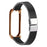 For Xiaomi Mi Band 7 / Band 7 NFC Leather Watch Strap with Watch Case - Black Strap / Rose Gold Frame - 1