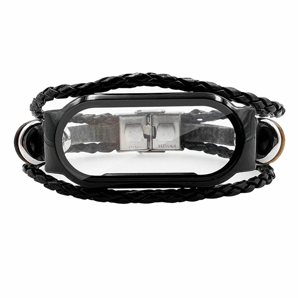 For Xiaomi Smart Band 8 / Smart Band 8 NFC Retro Beads Wrist Strap with Watch Case and Tempered Glass Screen Protector - Black - 2