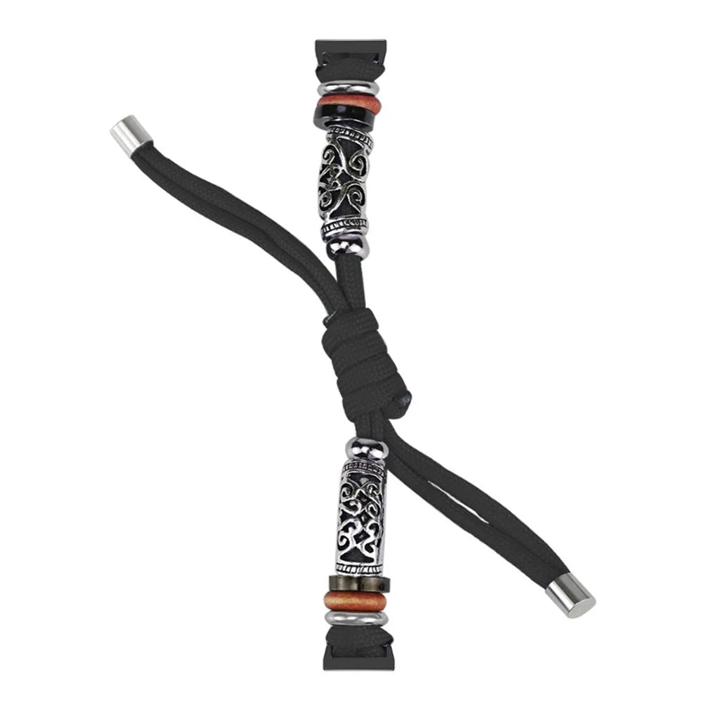 For Keep B4 / Huawei Watch Fit mini Beads Bracelet Braided Watch Band Strap - Black - 3