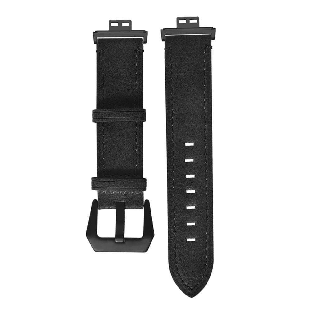 For Huawei Watch Fit / Watch Fit Special Edition Strap Genuine Cow Leather Retro Watch Band - Black - 4