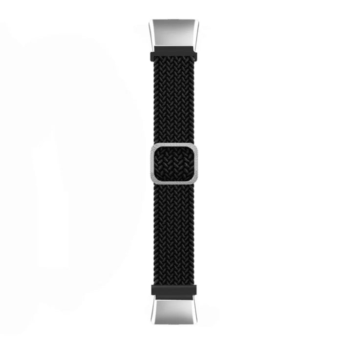 For Oppo Watch Free Replacement Strap Braided Elastic Fabric Watch Band with Silver Connector - Black - 3
